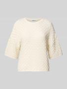 Jake*s Casual Strick-Shirt aus Ajour-Strick in Offwhite, Größe L