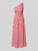 Forever New Abendkleid aus Leinen-Mix mit Raffungen in Rot, Größe 34