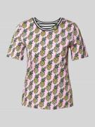 Marc Cain T-Shirt im Allover-Look mit Rundhalsausschnitt in Pink, Größ...
