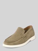 BOSS Lederloafer mit Label-Prägung Modell 'Sienne' in Oliv, Größe 41