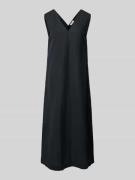 Christian Berg Woman Leinenkleid mit V-Ausschnitt in Black, Größe 34