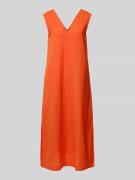 Christian Berg Woman Leinenkleid mit V-Ausschnitt in Dunkelorange, Grö...