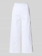 Marc Cain Wide Leg Stoffhose mit Lochstickerei in Weiss, Größe 34