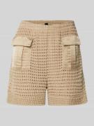 Marc Cain Shorts mit Pattentaschen und Effektgarn in Sand, Größe 36