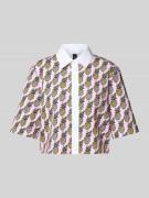 Marc Cain Cropped Bluse mit Kentkragen in Pink, Größe 38