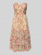 LACE & BEADS Knielanges Cocktailkleid im Stufen-Look in Ecru, Größe L