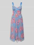 LACE & BEADS Knielanges Cocktailkleid mit Reißverschluss in Bleu, Größ...