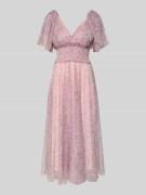 LACE & BEADS Knielanges Cocktailkleid mit V-Ausschnitt in Rose, Größe ...