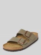 Birkenstock Slides mit Dornschließe Modell 'Arizona' in Stein, Größe 3...