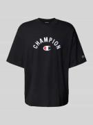 CHAMPION Relaxed Fit T-Shirt mit Label-Stitching in Black, Größe L
