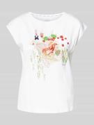 Marc Cain Regular Fit T-Shirt mit Rundhalsausschnitt in Weiss, Größe 3...