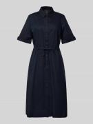 Marc Cain Knielanges Kleid mit Bindegürtel in Marine, Größe 34