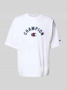 CHAMPION Relaxed Fit T-Shirt mit Label-Stitching in Weiss, Größe L