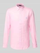 Polo Ralph Lauren Slim Fit Leinenhemd mit Logo-Stitching in Rosa, Größ...