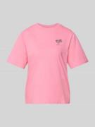 Marc O'Polo Denim T-Shirt mit Label-Print in Pink, Größe L