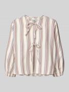 Marc O'Polo Denim Regular Fit Bluse mit Schnürung in Offwhite, Größe L