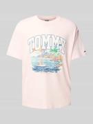 Tommy Jeans Relaxed Fit T-Shirt mit Motiv-Print in Pink, Größe L