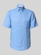 Fynch-Hatton Regular Fit Freizeithemd aus Leinen-Baumwoll-Mix in Royal...