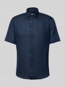 Jake*s Slim Fit Leinenhemd mit Knopfleiste in Marine, Größe XL