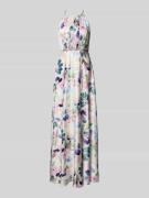 Jake*s Cocktail Abendkleid mit Bindegürtel in Ecru, Größe 48