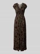 Apricot Maxikleid aus Viskose mit V-Ausschnitt in Black, Größe S