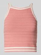 Review Crop Stricktop mit Rundhalsausschnitt in Rosa, Größe XS