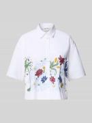 Jake*s Casual Hemdbluse mit Motiv-Stitching in Weiss, Größe 42