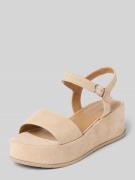 Tamaris Sandalette aus Leder mit Plateausohle in Beige, Größe 42