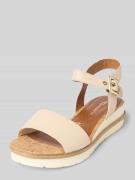 Tamaris Sandalette aus Leder mit Keilabsatz in Sand, Größe 41