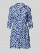 Apricot Hemdblusenkleid aus Viskose mit Bindegürtel in Blau, Größe XL