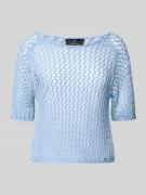 monari Strickshirt mit Lochmuster in Hellblau, Größe 36