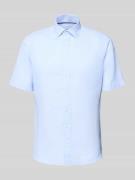 Jake*s Slim Fit Leinenhemd mit Knopfleiste in Hellblau, Größe XL