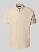 MCNEAL Poloshirt mit kurzem Reißverschluss in Beige, Größe XL