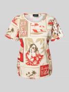 monari T-Shirt mit geripptem Rundhalsausschnitt in Hellrot, Größe 38