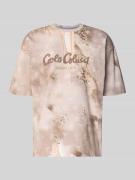 CARLO COLUCCI Oversized T-Shirt mit Label-Print in Beige, Größe L