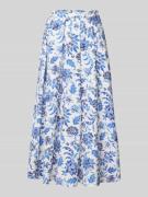 Mango Maxirock mit gelegten Falten Modell 'INDIGO' in Blau Melange, Gr...