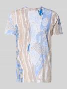 CARLO COLUCCI T-Shirt mit geripptem Rundhalsausschnitt in Hellblau, Gr...