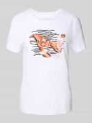 Marc Cain T-Shirt mit Motiv-Print in Weiss, Größe 34