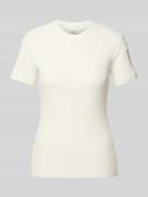 Marc O'Polo Denim T-Shirt mit Ripp-Optik in Weiss, Größe L