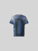 Diesel T-Shirt mit geripptem Rundhalsausschnitt in Blau, Größe L