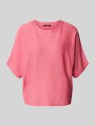 comma Strickpullover mit gerippten Abschlüssen in Pink, Größe L