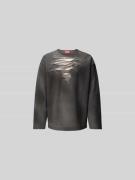 Diesel Longsleeve mit Used-Look in Mittelgrau, Größe L