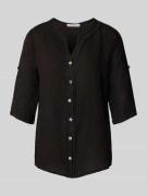 ZABAIONE Regular Fit Leinenbluse mit 3/4-Arm in Black, Größe S
