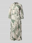 Oui Hemdblusenkleid mit Bindegürtel in Khaki, Größe 40