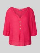 ZABAIONE Loose Fit Hemdbluse aus reinem Leinen in Pink, Größe M