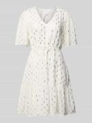 Apricot Knielanges Kleid mit V-Ausschnitt in Offwhite, Größe XS