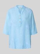 ZABAIONE Relaxed Fit Bluse mit Spitzenbesatz Modell 'Li' in Blau Melan...