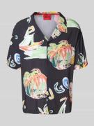 HUGO Relaxed Fit Freizeithemd mit 1/2-Arm in Black, Größe XL