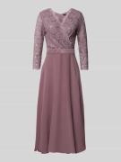 Swing Cocktailkleid mit Spitzenbesatz in Mauve, Größe 34