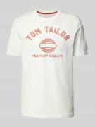 Tom Tailor Regular Fit T-Shirt aus reiner Baumwolle in Offwhite, Größe...